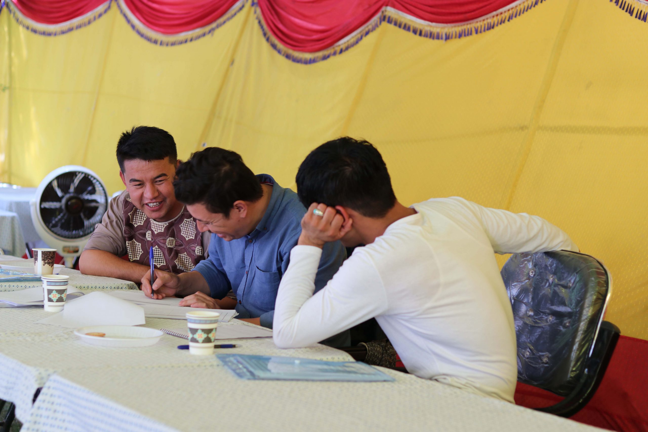 Returnees at the business training session in Afghanistan.